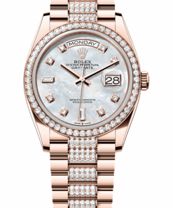 Rolex Day-Date 36 Oyster, 36 mm, Everose gold and diamonds M128345RBR-0030