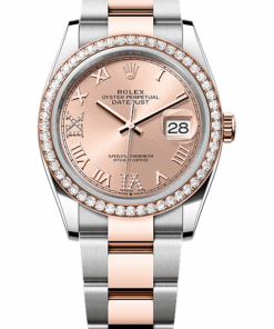 Rolex Datejust 36 Oyster, 36 mm, Oystersteel, Everose gold and diamonds M126281RBR-0016